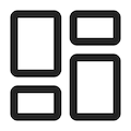 Four black rectangular shapes of various sizes arranged in a grid pattern, symbolizing layout or organization.