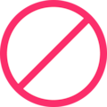 A bold pink 'no' symbol used to highlight what to avoid in Airbnb experience listings.