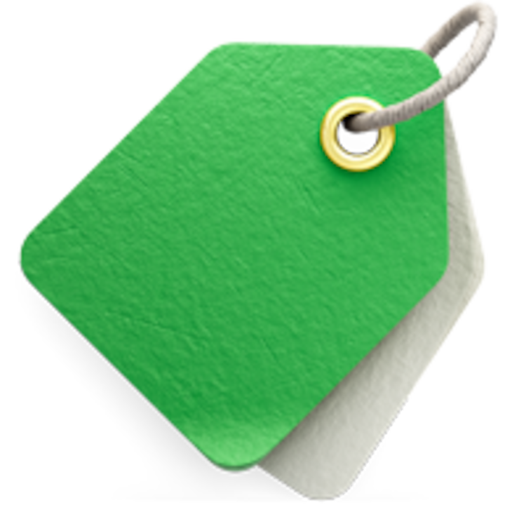 Ilustração de uma etiqueta de preço verde que simboliza uma promoção com desconto para anúncios novos