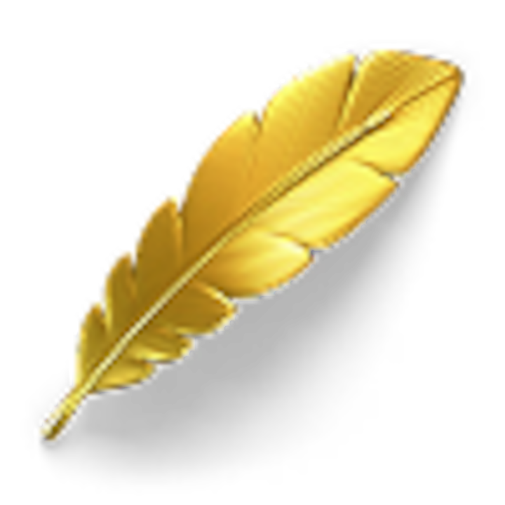 Una imagen estilizada de una pluma dorada utilizada como emblema en la página de exploración de la ciudad sede de la FIFA.