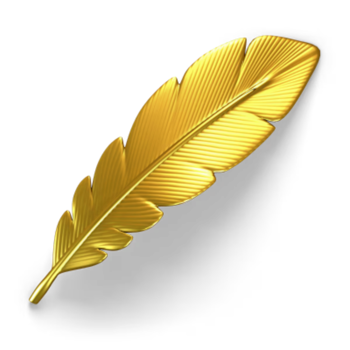 Golden feather illustration used as a decorative accent