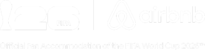 Trofeul Cupei Mondiale, logoul „26 FIFA” și logoul Airbnb, alăturate. Dedesubt apare textul „Cazare oficială pentru fanii Cupei Mondiale FIFA 2026”.
