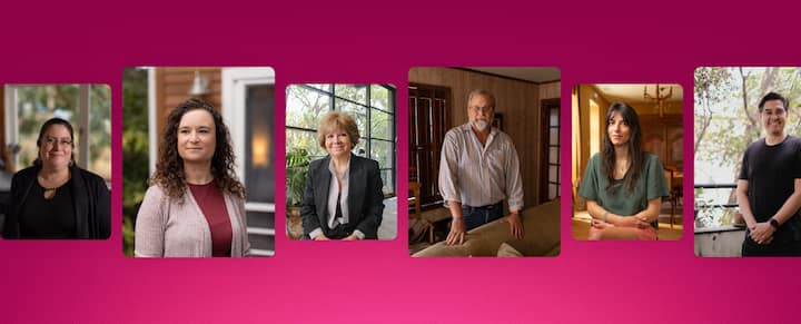 A horizontal scrolling row of portrait photos of Airbnb.org hosts