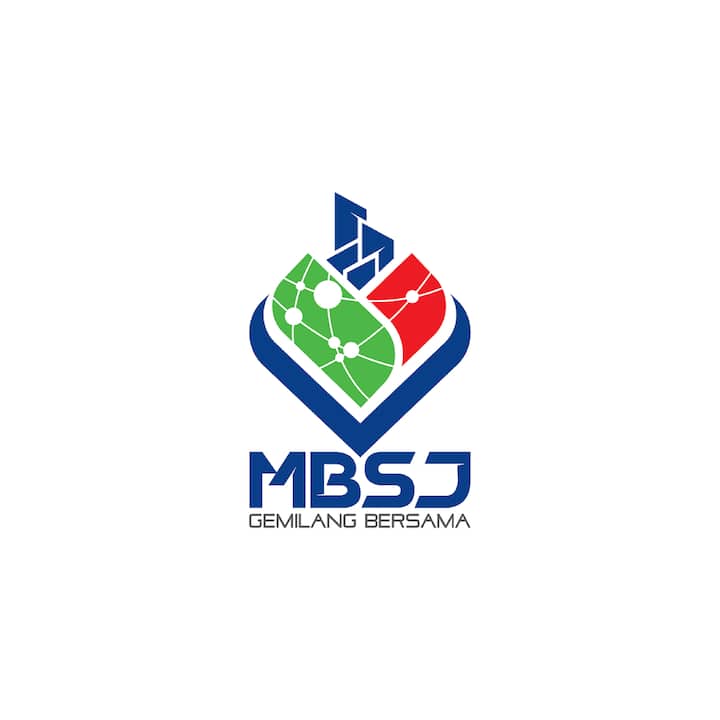 MBSJ logo with green and red networked shapes inside a blue heart-like outline, tagline reads “Gemilang Bersama.”