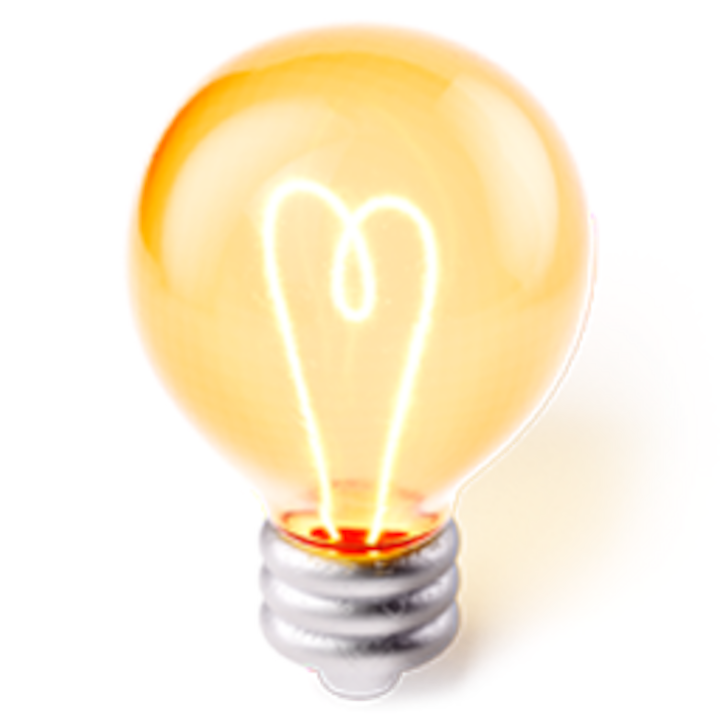 A 3D icon of a light bulb