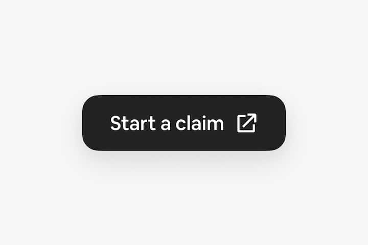 A clickable button reading: Start a claim