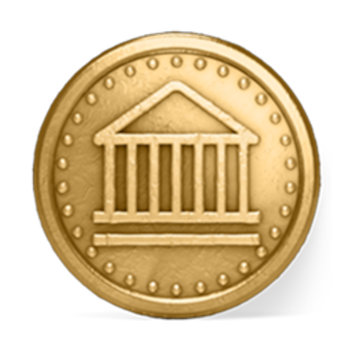A 3D icon of a coin