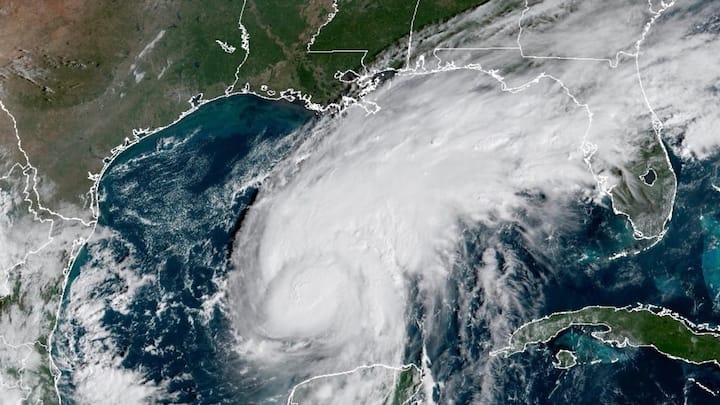 This satellite image from the National Oceanic and Atmospheric Administration shows Hurricane Isaias surging toward the U.S. Gulf Coast on Thursday, Oct. 8, 2026.