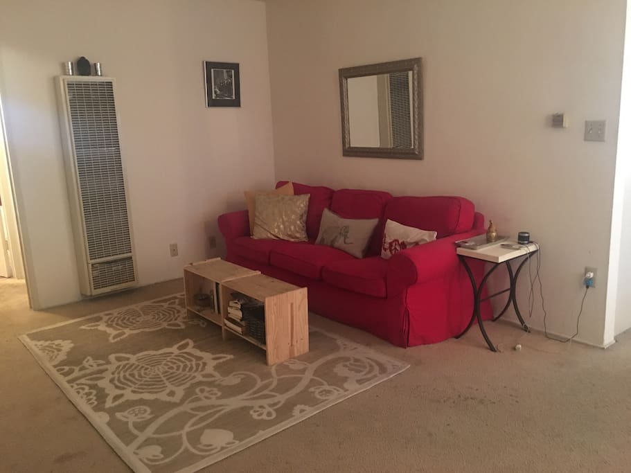 comfy red sofa!