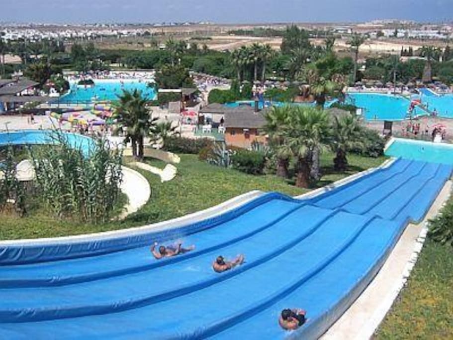 Aquapark in the town (summer season)