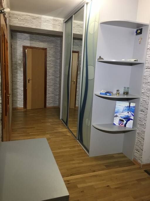 Main entrance with a spacious three door closet