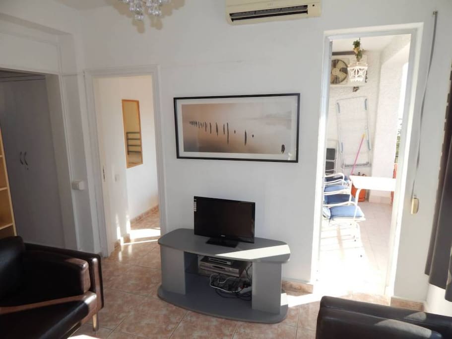 You can go to the terrace through the living room