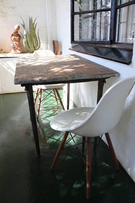 Verandah with table.