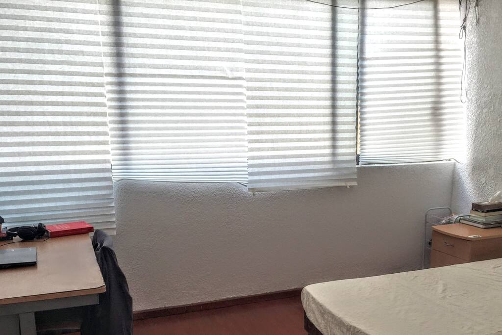 Room with desk, closet and bed side table !!