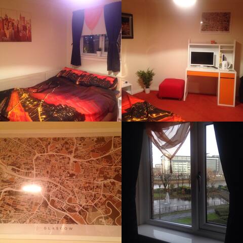 Glasgow City Centre Room, River View, free parking