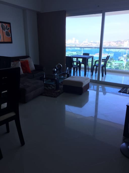 living room with stunning view