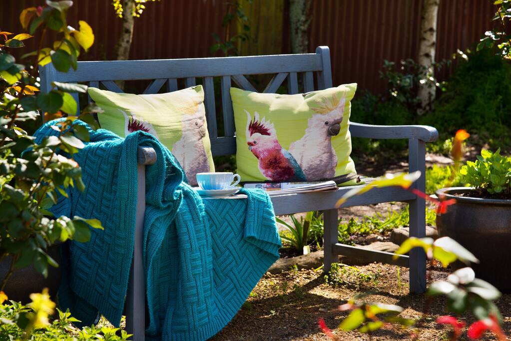 Seat in herb and rose garden