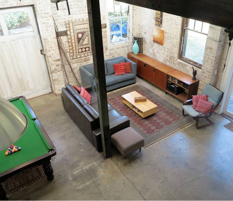 Looking down from the mezzanine