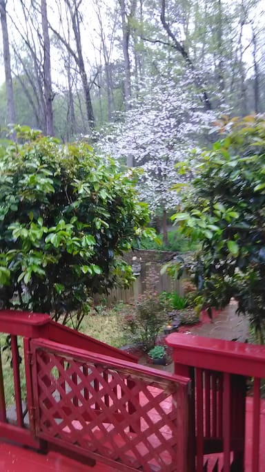 Next to the front door.