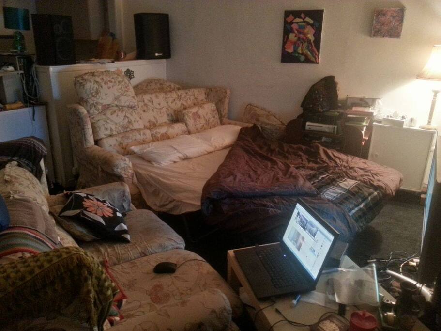 Double soda-bed made up