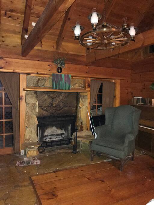 This is the living room with wood fireplace