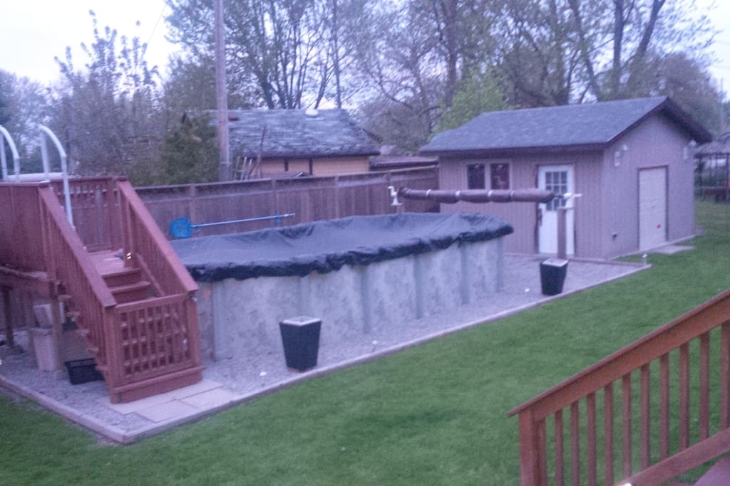 Venture down to the lake or enjoy our backyard with our 24 x 12 above ground chlorine pool with automatic chlorinator.