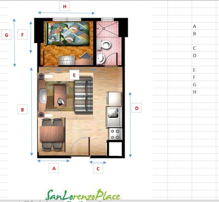Floor layout - 26 square meters (drawing courtesy of Empire East)