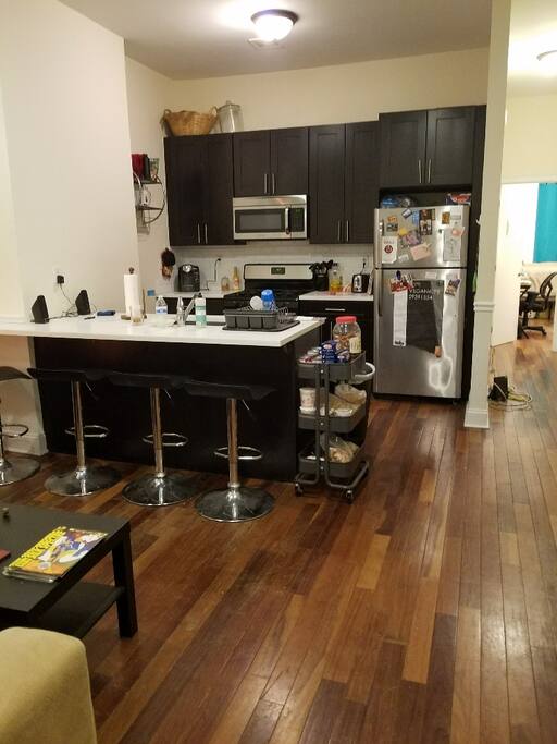Kitchen with Refrigerator/Freezer, Microwave and Dishwasher