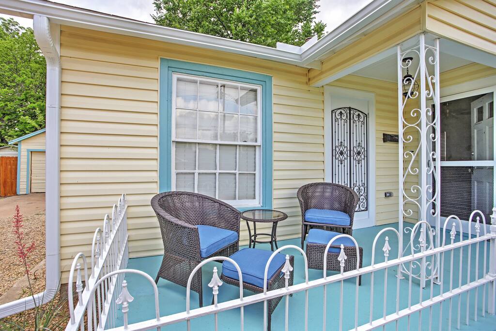 Relax on the alluring front porch.