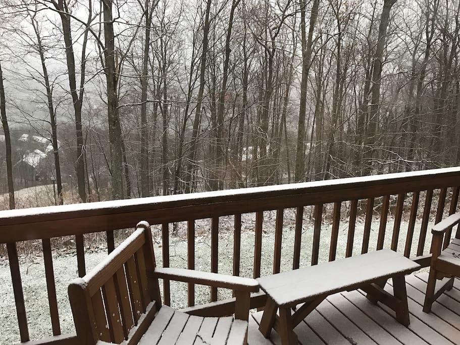 Slope and Deep Creek Lake views off back main level deck.