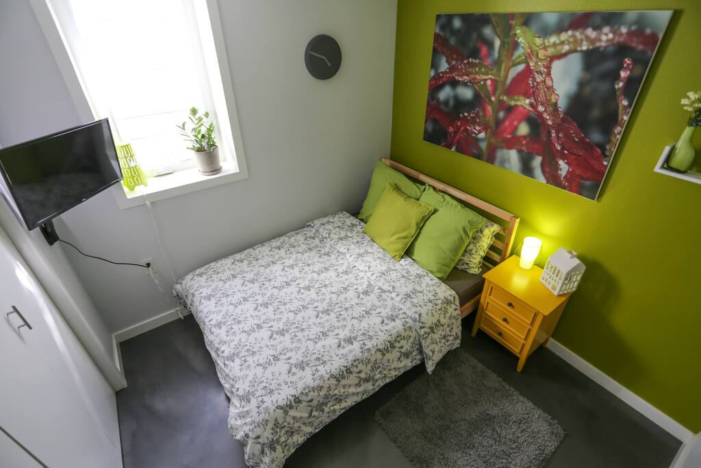 This is your room! I've kept it pretty bright—winters in Alaska can be pretty bleak, so it's nice and cozy, but bright.