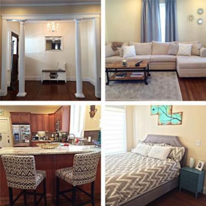 Entry way, Living Room, Breakfast Bar/Kitchen, Master Bedroom. The Guest Bedroom is the same size with a smaller closet.