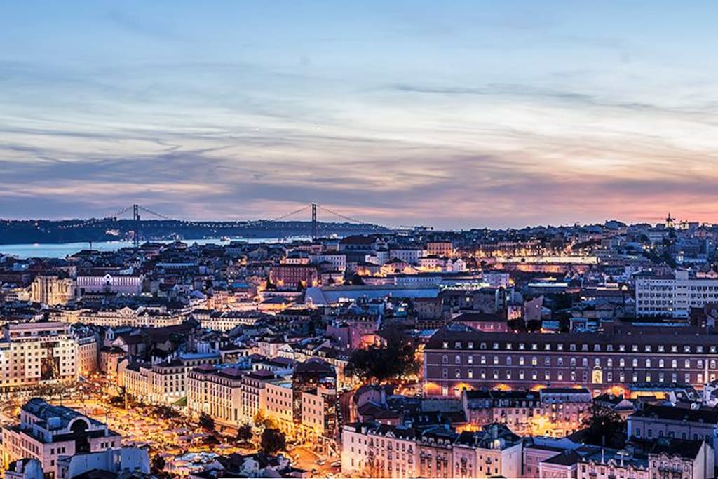 Panoramic view of Lisbon from Miradouro Nossa Senhora do Monte