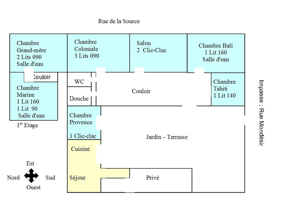 Plan des pièces et répartition des lits