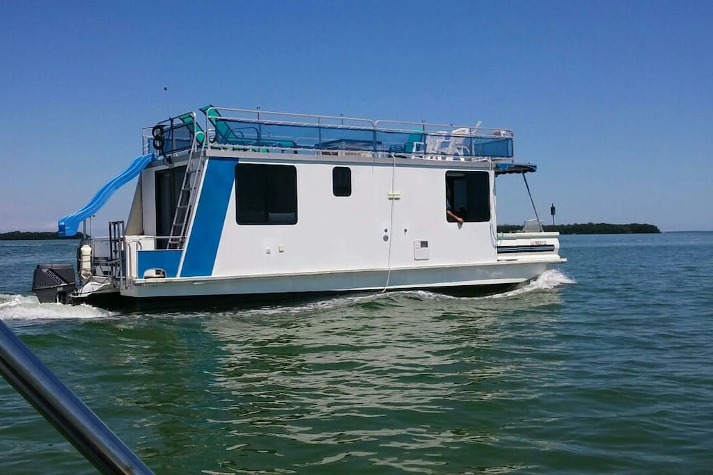 Houseboat cruising the bays.