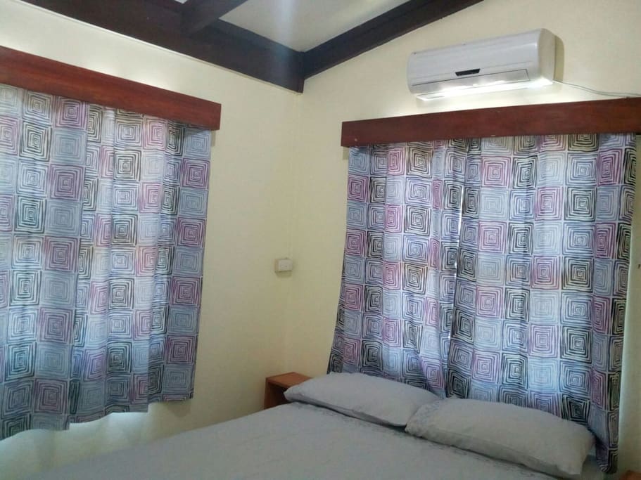 Comes with an air conditioner to help escape the humidity Fiji is known for.
This along with that comfy bed guarantees a great escape :)