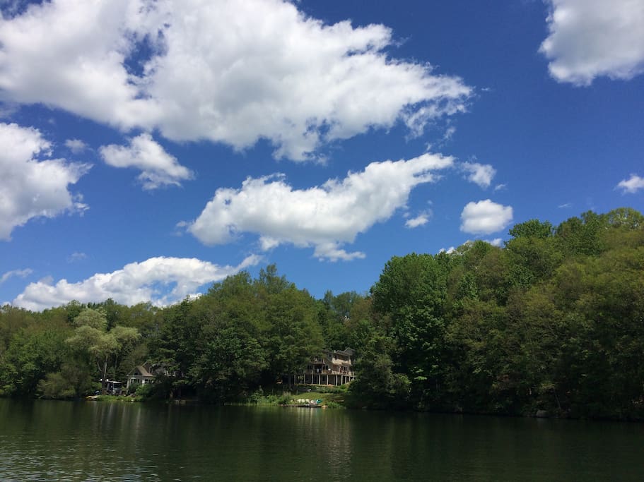 Lakeside view of house