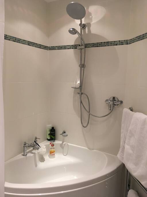 Private bathroom next to bedroom.