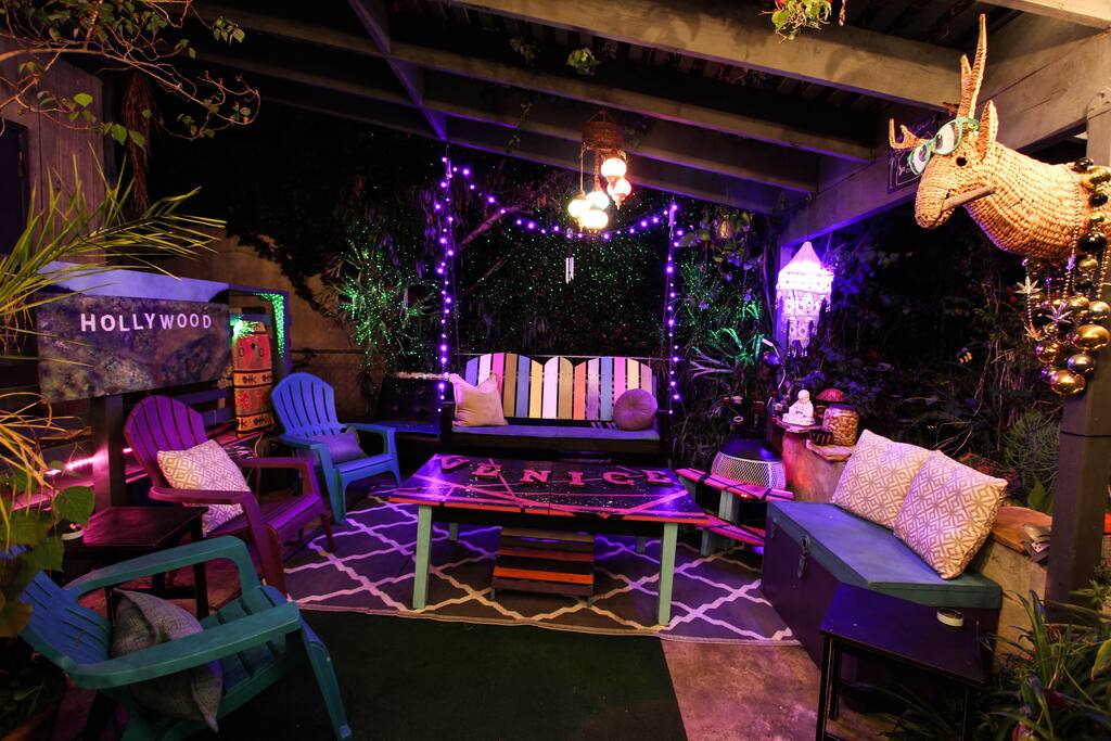 Hang outside in our magical gardens with other guests from around the world!