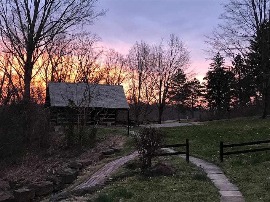 Sunrise looking from the cabin porch.