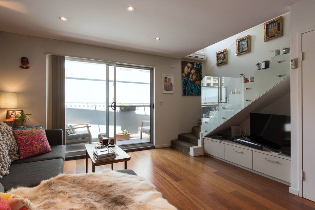 Living area with another balcony