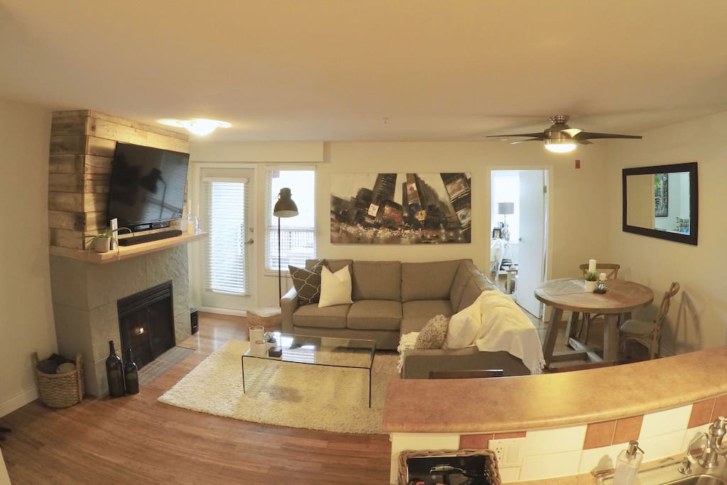 Open concept kitchen, living, dining
