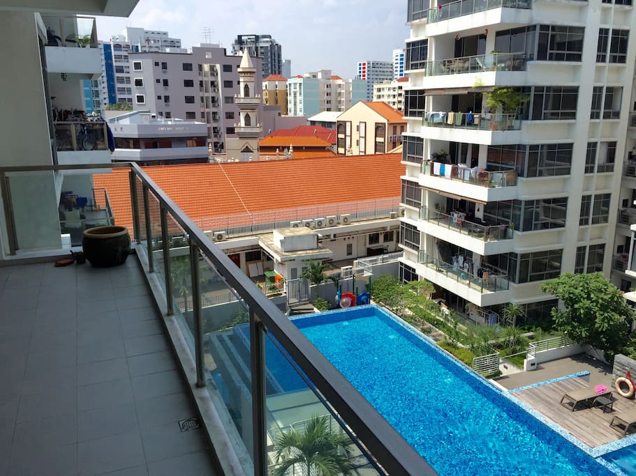 Balcony overlooking the pool