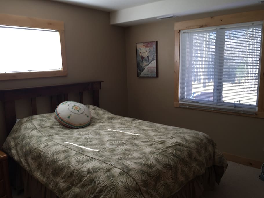 Queen bed, bedroom has two windows for lots of natural light.