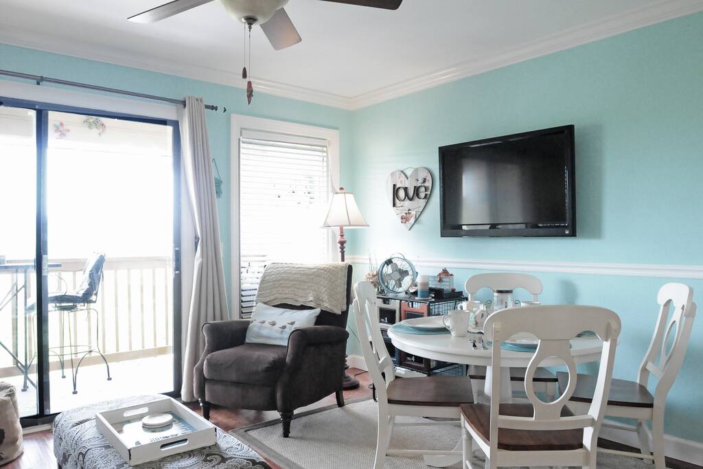 Dining area and large TV