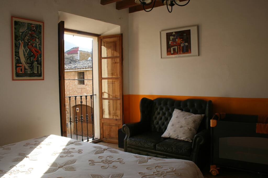 French windows onto semi private cobbled courtyard