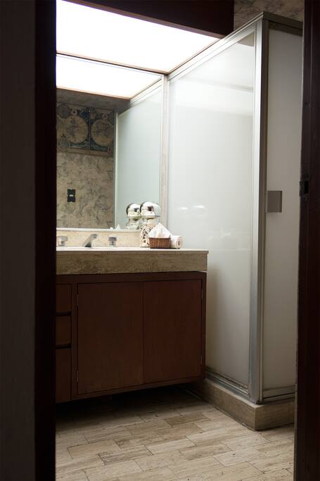 Our bathroom is just across the hall.