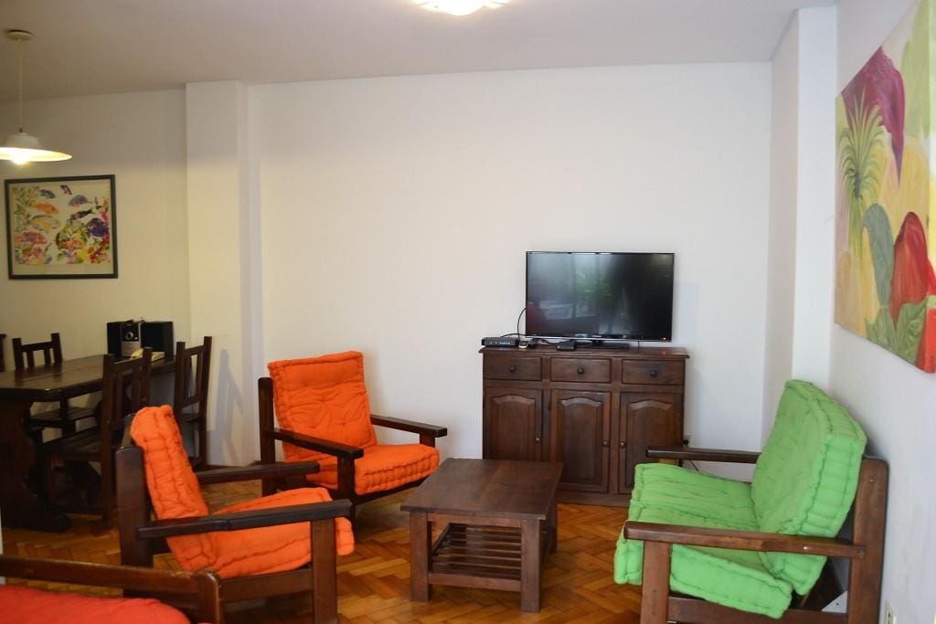 Living room with LCD TV with cable