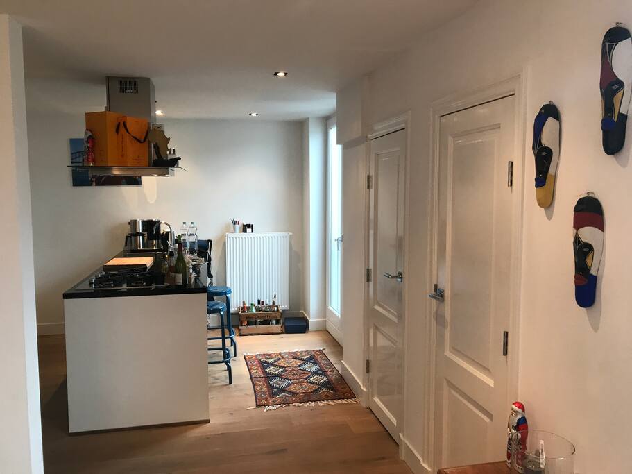 Kitchen area with window to the courtyard