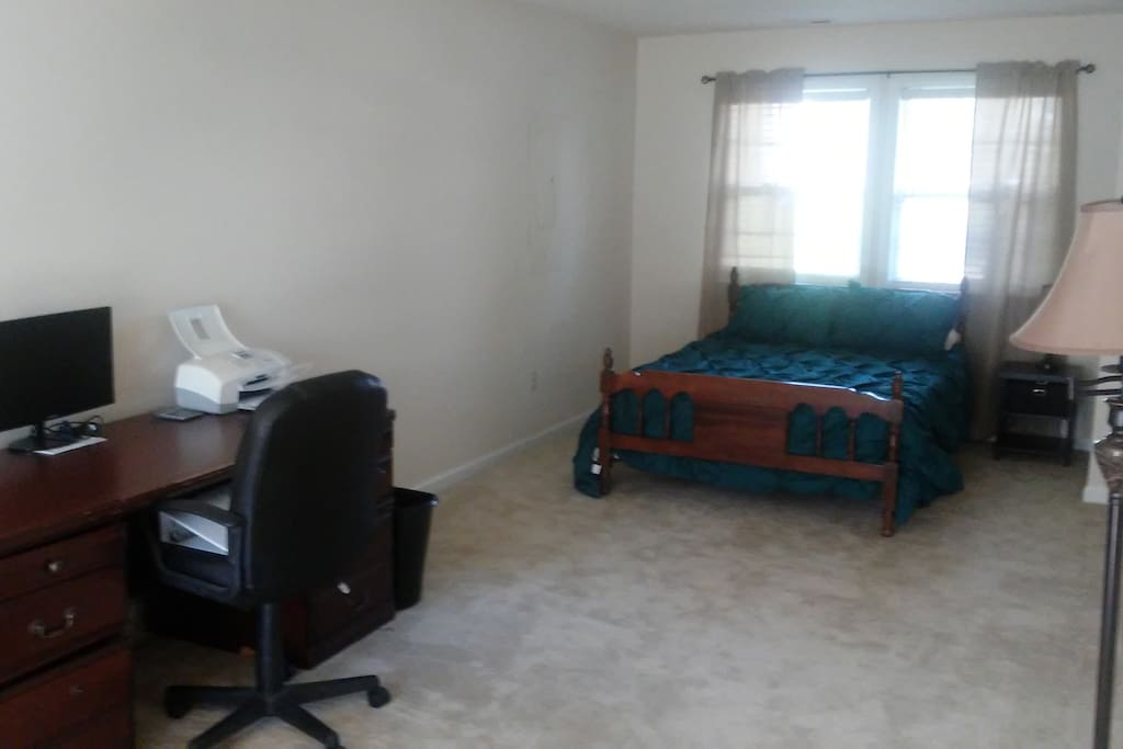 Your sleeping area with work desk and supplies, if needed